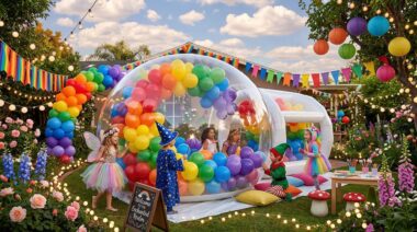 Teemapeo ideed lastele - värviline teemapidu mullimajaga aias